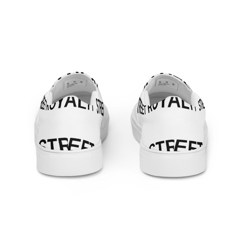 Street Royalty | Zapatillas Slip-On Mujer — Wordmark Blancas
