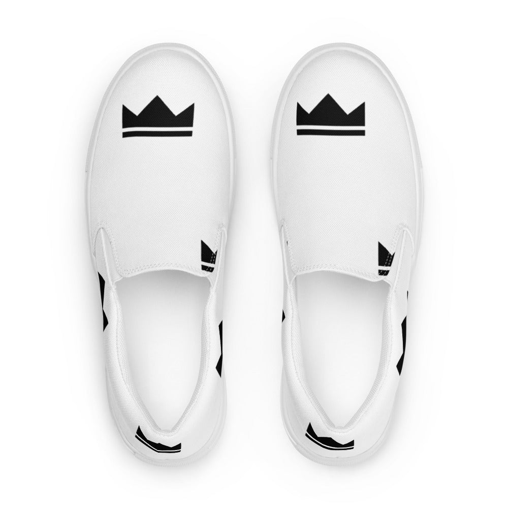 Street Royalty | Zapatillas Slip-On Mujer — Crown Monogram Blancas