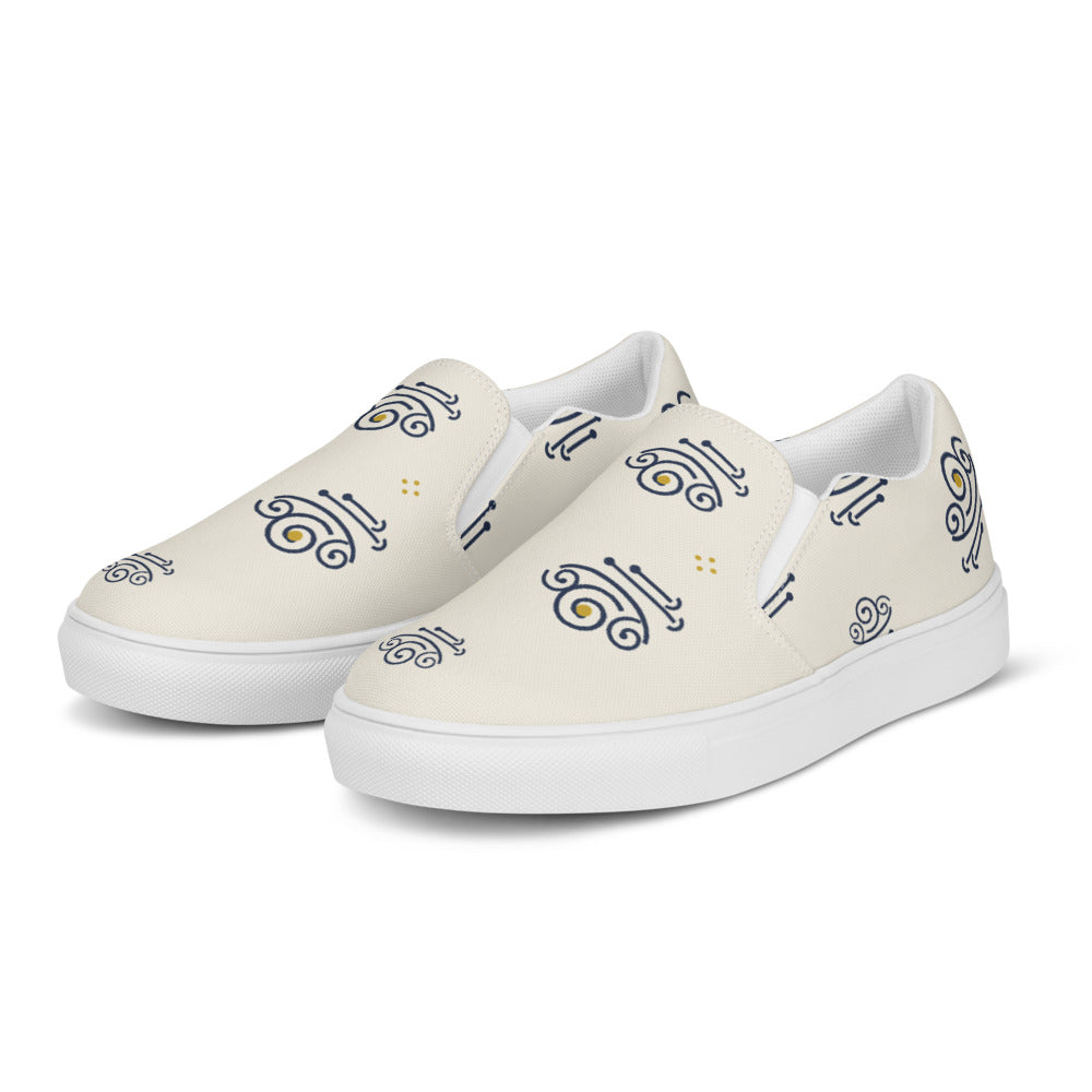 Slip-on marfil con nubes imperiales en tinta navy